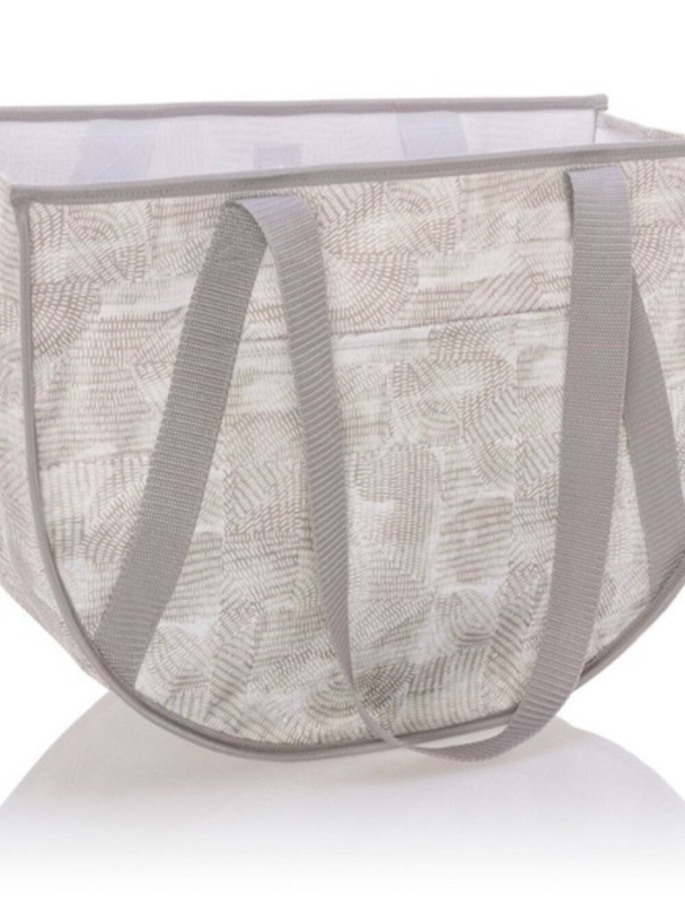 Thirty-one Neutral Patterned Tote with Gray Straps